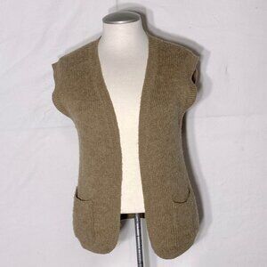 Vintage Junior Bazaar Tan Knit Open Front Vest Cardigan S